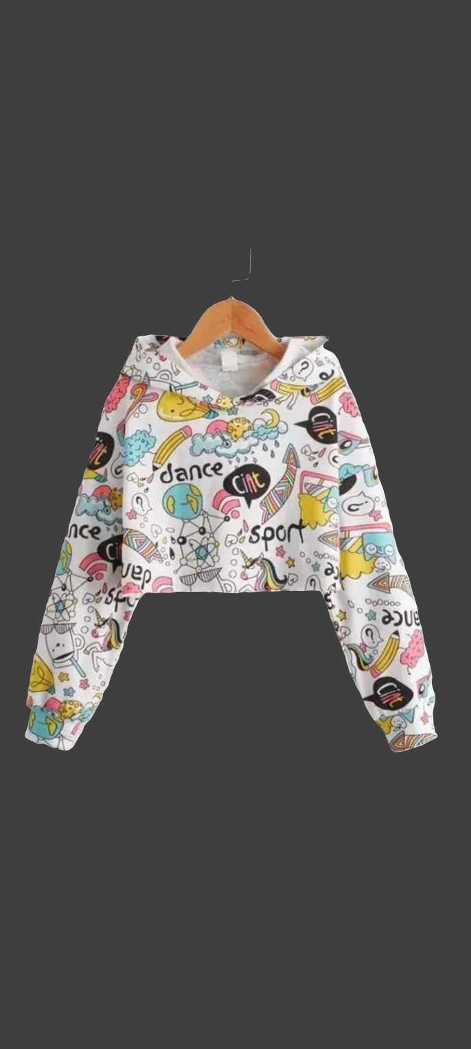 Girls printed croptop hoodies