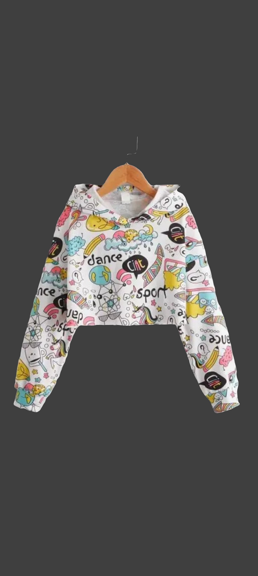 Girls printed croptop hoodies